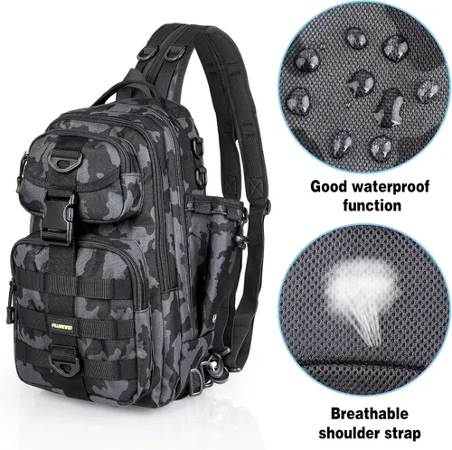 Miniatura 4 de PLUSINNO - Bolsa de almacenamiento para mochila de pesca, mochila de hombro para exteriores, bolsa de equipo de pesca, mochila de pesca resistente