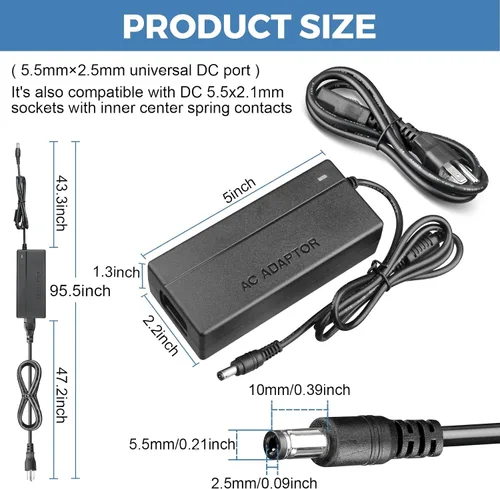 Miniatura 2 de Fuente de alimentación de 12 V 7 A 84 W Adaptador de CA/CC CA 100-240V a CC 12 voltios 7Amp Convertidor de transformador de potencia de conmutación