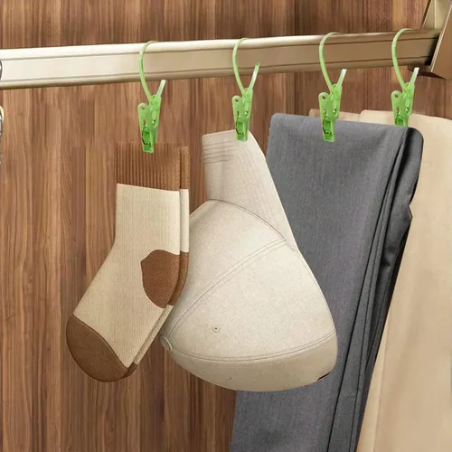 Miniatura 5 de Paquete de 24 Pinzas de Ropa de Plástico Resistentes para Exteriores para Colgar Ropa, Mini Pinzas para Ropa con Cuerda para Colgar, Perchas