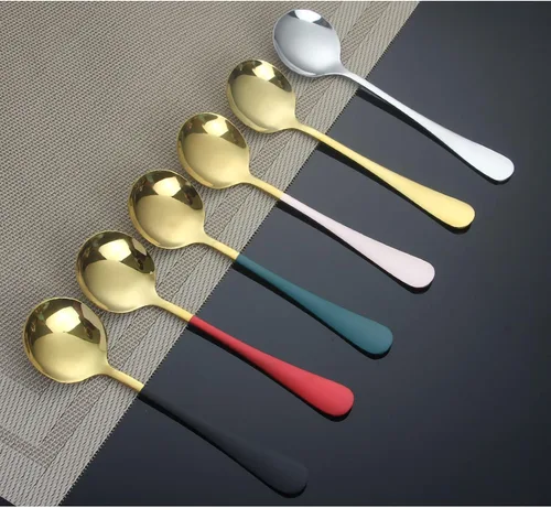 Miniatura 4 de Cucharas de sopa de cabeza redonda, 2 cucharas coreanas de metal de acero inoxidable, cuchara de sopa de mesa, cucharas anchas para sopa, postre