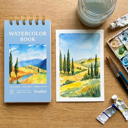 Miniatura 5 de 35 Sheets Watercolor Paper Pad 3.5x5.5 Inch, 140 lb/300 GSM Cold Press Water Color Paper Spiral Bound Watercolor Sketchbook for Art Painting Drawing