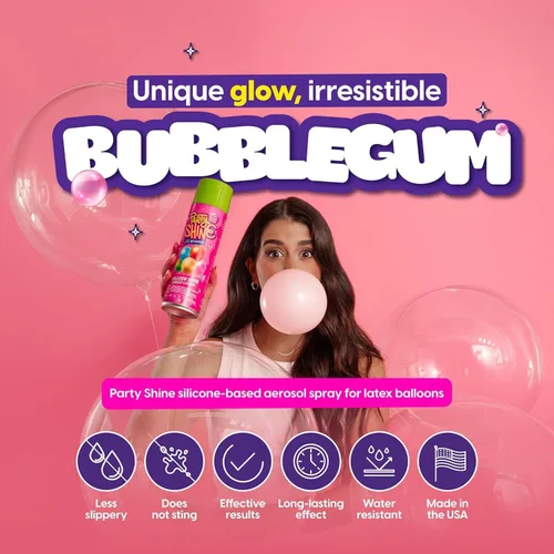 Miniatura 2 de Party Shine - Aerosol de silicona para globos de látex, aroma dulce de chicle, impermeable, fórmula antideslizante, brillo de globo, perfecto