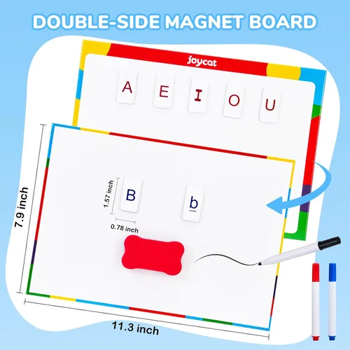 Miniatura 3 de Azulejos magnéticos de letras para el aula para fonética y ortografía-JoyCat 234 azulejos de espuma del alfabeto, letras magnéticas con tablero