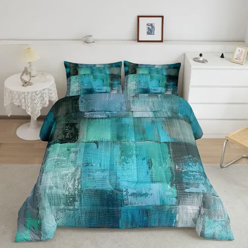 Miniatura 26 de Erosebridal Juego de edredón abstracto amarillo, tamaño King, juego de ropa de cama gris acuarela gris, teñido anudado, degradado, grunge, Ombre 29