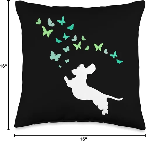 Miniatura 4 de Dachshund Chasing Butterflies Linda almohada, 16 x 16, multicolor