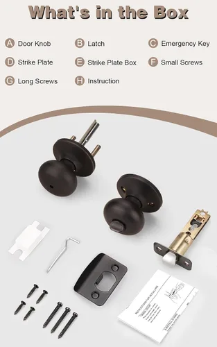 Miniatura 7 de Probrico - Perillas de privacidad para puerta de baño/dormitorio, perilla interior de bronce aceitado sin llave, perilla de puerta con bloqueo sin