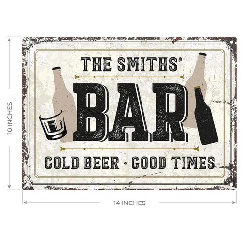 Miniatura 2 de Letrero de barra personalizado, nombre de barra rústico personalizado para decoración de interiores y exteriores, 10 x 14 pulgadas, aluminio 040