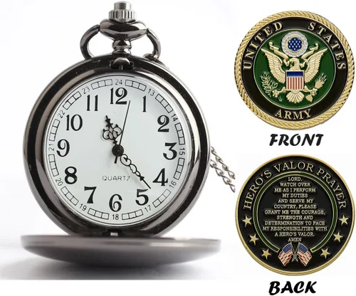 Miniatura 2 de Regalos para veteranos, reloj de bolsillo para veteranos con ChanllengCoin militar, los mejores regalos del día de los veteranos