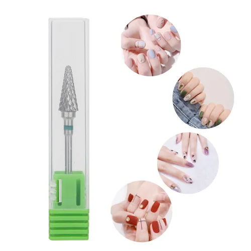 Miniatura 5 de Pongnas Broca de uñas de acero de tungsteno, brocas de manicura para manicura y pedicura eléctrica, accesorios de cabeza de molienda (verde)