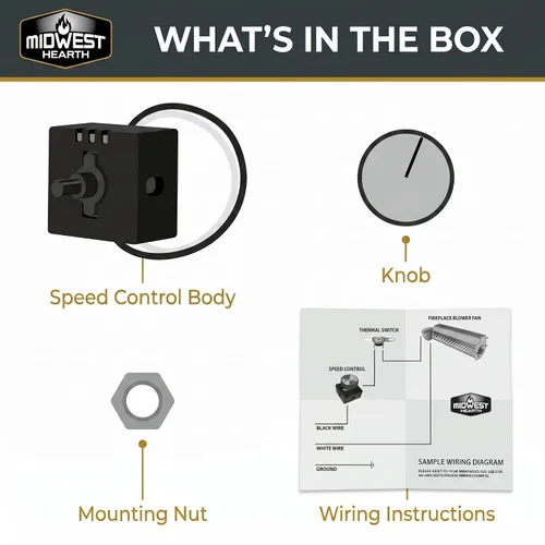 Miniatura 2 de Kit de control de velocidad de ventilador Midwest Hearth Sopladores para chimenea y estufa Controlador de velocidad variable con botón