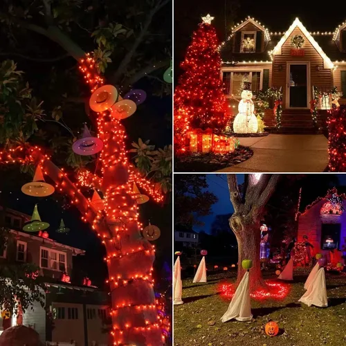 Miniatura 2 de Guirnalda de luces de Navidad, paquete de 2 unidades, se pueden conectar entre si, 164 pies, 400 focos LED rojos, impermeables, para interiores