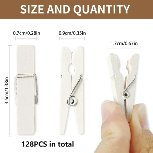 Miniatura 7 de Mini clips para fotos, 128 piezas, pinzas de madera pequeñas de 1.4 pulgadas para tela de bebé, imágenes
