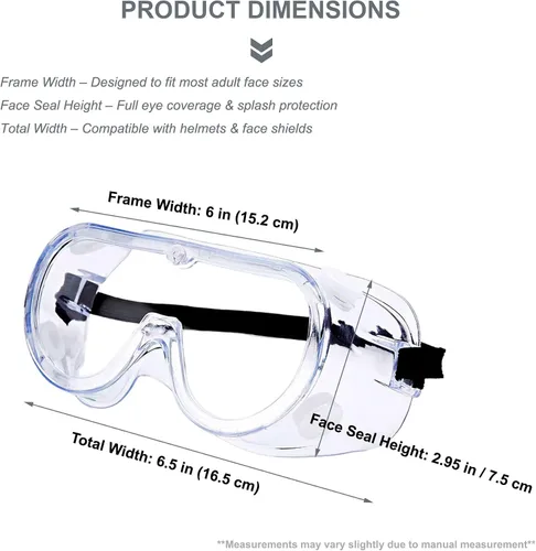 Miniatura 2 de Paquete de 3 gafas de seguridad antivaho ajustables para protección ocular contra salpicaduras ajustables para laboratorios, trabajadores