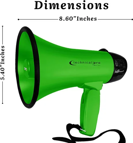 Miniatura 3 de Technical Pro Megáfono de megáfono portátil ligero de 20 vatios con correa, sirena y control de volumen, bueno para entrenadores, fútbol, fútbol