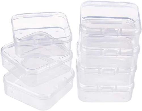 Miniatura 13 de BENECREAT Paquete de 24 contenedores cuadrados de plástico transparente de 1.38 x 1.38 x 0.7 pulgadas, con tapa para artículos, tapones