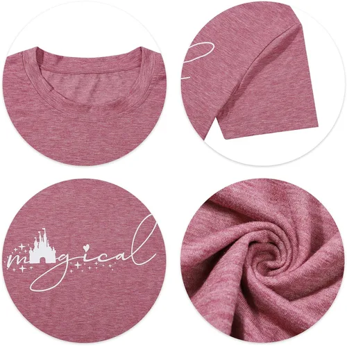 Miniatura 4 de Camiseta mágica para mujer, camiseta de Magic Kingdom, camiseta de vacaciones familiares, camiseta de manga corta con estampado de castillo