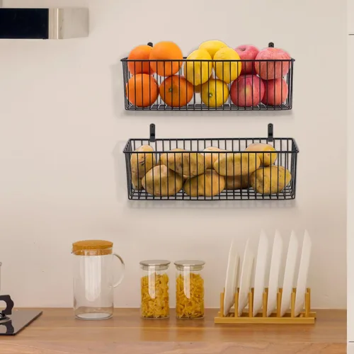 Miniatura 7 de Cesta de papel higiénico (paquete de 1) – Cesta de alambre negro de metal para decoración de cuarto de baño – Cestas de almacenamiento de alambre