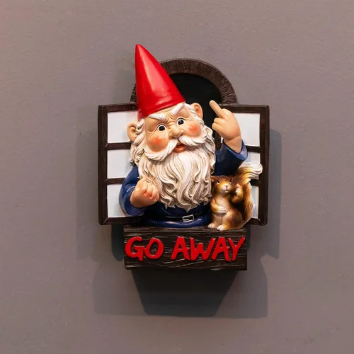 Miniatura 5 de Estatua de jardín de gnomo de dedo medio enojado, estatua de gnomo travieso de fantasía loca que se quita a los invitados, decoración colgante