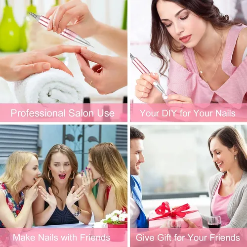 Miniatura 7 de Taladro de uñas eléctrico recargable de 35000 rpm, kit profesional portátil para acrílico, uñas de gel, manicura y pedicura, herramientas