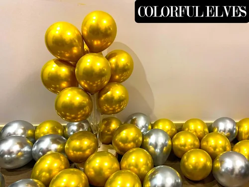 Miniatura 3 de 100 globos dorados metálicos de 5 pulgadas, pequeños globos cromados de helio dorado brillante para decoraciones de fiestas