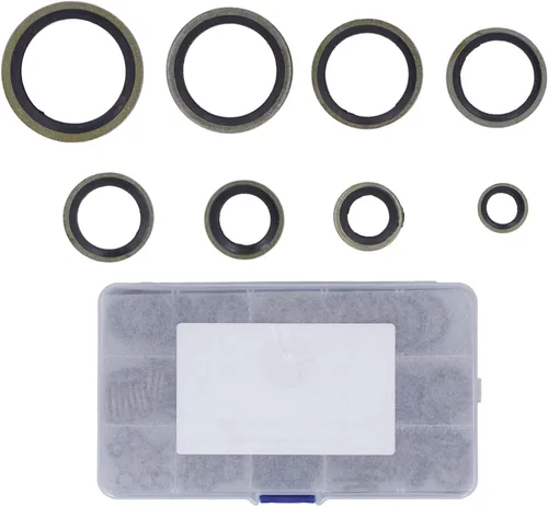 Miniatura 2 de 110 Pcs 8 Sizes Oil Seal Washer Assortment Kit, M6 M8 M10 M12 M14 M16 M18 M20 Rubber Bonded Seal Oil Gasket Metal Sealing Washer Automotive Engine