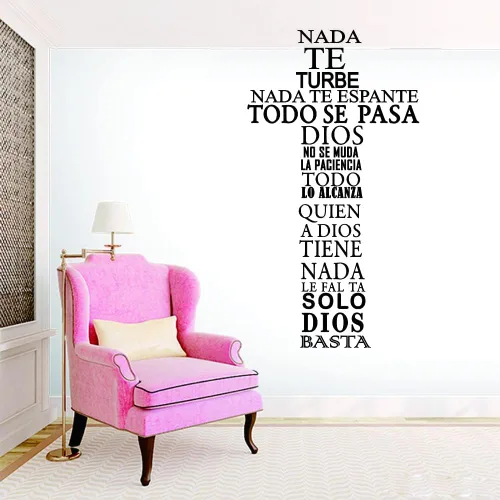 Miniatura 7 de Nada te turbe" - Adhesivo de pared "Solo Dios Basta", decoración de pared, calcomanía de pared con cita en español para decoración familiar
