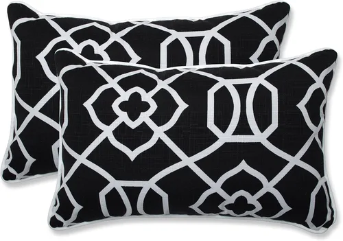 Miniatura 43 de Pillow Perfect Trellis - Almohadas para interiores y exteriores, 2 unidades, lumbares, 11.5 x 18.5 pulgadas, color negro