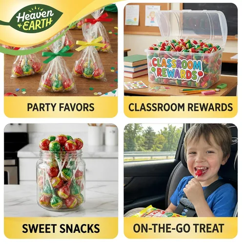 Miniatura 7 de Heaven & Earth Paletas de efervescencia de bayas, manzanas y fresas (aproximadamente 38 unidades) Dulces totalmente naturales Kosher Sin