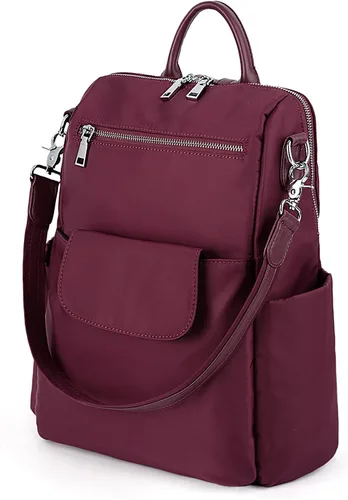 Miniatura 6 de UTO Mochila para mujer, bolsa de hombro de piel lavada sintética para mujer, 380 Rojo, L