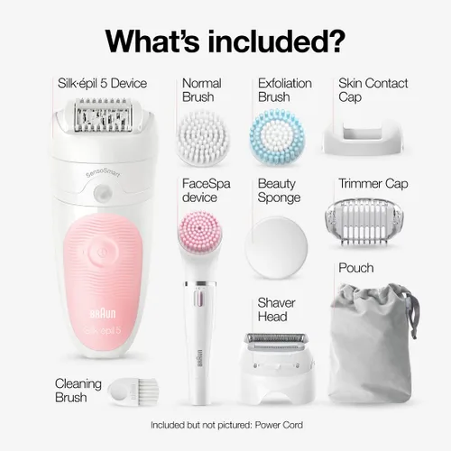 Miniatura 2 de Braun Depiladora SE5-895, dispositivo de depilación, depiladora para mujeres, incluye afeitadora y cepillo exfoliante de limpieza facial