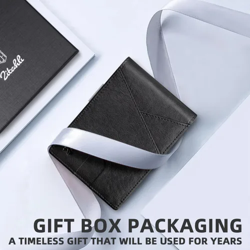 Miniatura 32 de Zitahli - Billeteras delgadas RFID para hombres, billetera de cuero flexible con clip de dinero, cartera minimalista con bolsillo frontal