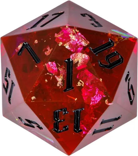 Miniatura 12 de Cusdie Dados D20 DND individuales con bordes afilados e inclusiones de lámina con purpurina, dados D&D de 20 caras, 1.31 pulgadas hechos a mano