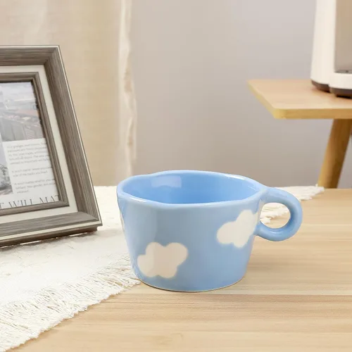 Miniatura 3 de Koythin Taza de café de cerámica, bonita taza creativa impresa a mano para oficina y hogar, 6.5 oz/6.8 fl oz para leche de té con leche