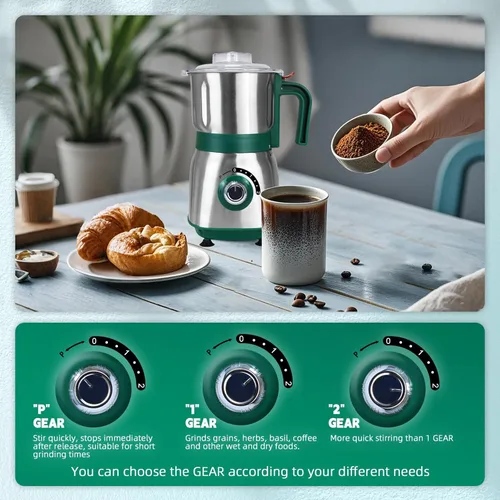 Miniatura 4 de Molinillo de Especias Eléctrico, Molinillo de Hierbas y Nueces para Cocina, Molinillos de Espresso Desmontables con Cuchillas de Acero Inoxidable