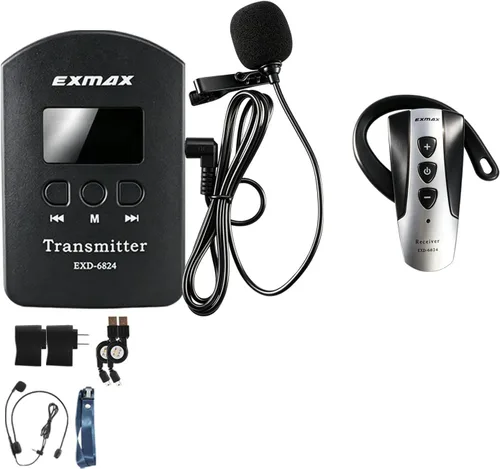 EXMAX Sistema inalámbrico de guía turístico de audio 2.4G, micrófono susurro, transmisión de voz, traductor de iglesia, dispositivo de intérprete de