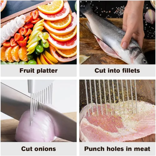 Miniatura 4 de Soporte para rebanadas de cebolla de acero inoxidable 2024, cortador de verduras, cortador de verduras, herramienta auxiliar para rebanar cebolla