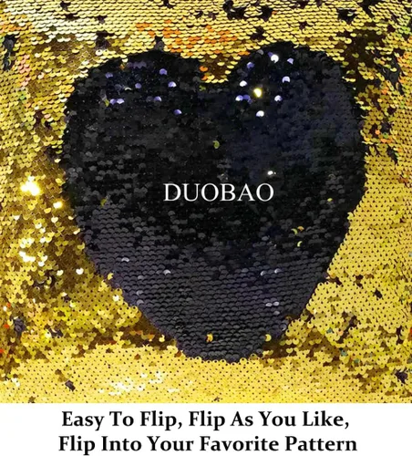 Miniatura 3 de DUOBAO Tela de Lentejuelas Reversibles con Efecto Flip - 0.5 Yarda de Lentejuelas de Sirena de Morado a Dorado, Material de Costura Brillante DIY