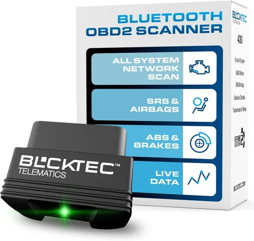 BLCKTEC 430 Escáner Bluetooth OBD2 para iPhone y Android, sin cuota de suscripción, lector de códigos OBDII para automóvil, diagnostica el motor,
