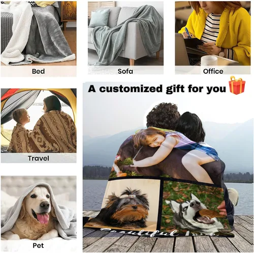Miniatura 4 de Manta de franela personalizada con fotos, envío de texto al día siguiente, regalos personalizados perfectos para madre, padre, esposa, hombres, 3