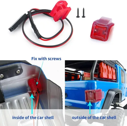 Miniatura 2 de RCLIONS RC LED Luz trasera lámpara trasera RC coche luces traseras color rojo para 1/24 Axial SCX24 AXI00005 Gladiator 1/24th 4WD RTR RC Camión