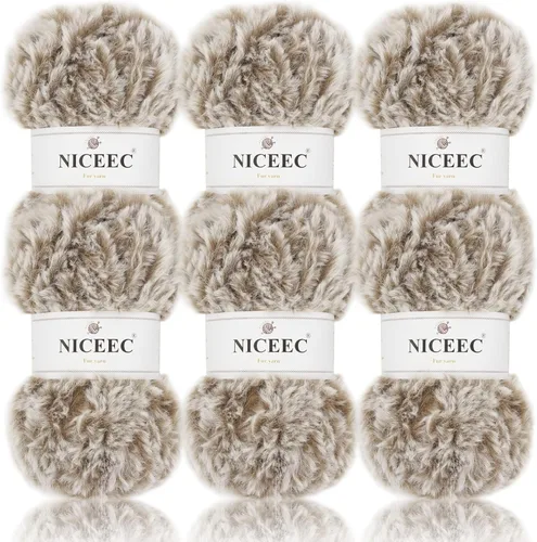 Miniatura 96 de NICEEC Hilo de Pelo Sintético Super Suave, Grueso y Esponjoso, Hilo de Pestañas para Crochet y Tejido (Longitud Total 192m/9.1kg) - Otoño/300g