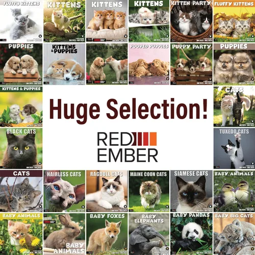 Miniatura 6 de RED EMBER Calendario de pared 2025 con diseño de cachorros de 12 meses, 12 x 24 pulgadas, abierto, papel grueso y resistente, para regalo