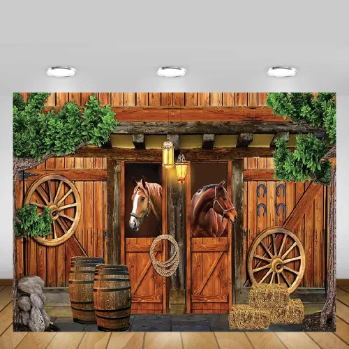 Miniatura 5 de MEHOFOND Telón de fondo estable de 7 x 5 pies, diseño de caballo vaquero del oeste de Texas, ruedas de baby shower, Mews, fondo de fotografía