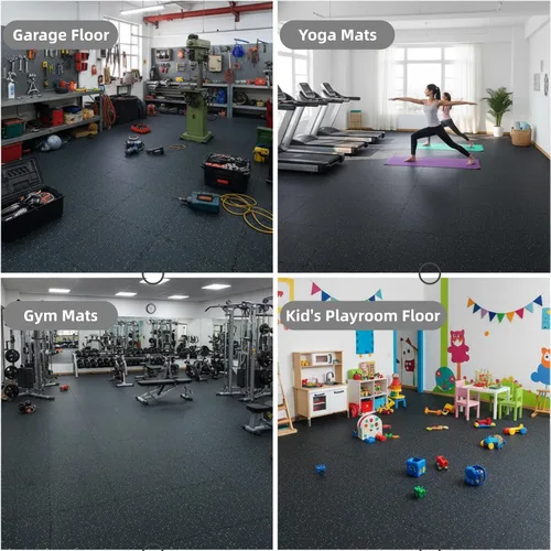 Miniatura 7 de Alfombrillas de goma entrelazadas de 24 pies cuadrados, suelo de ejercicio resistente para gimnasio en casa, levantamiento de pesas, yoga, sala