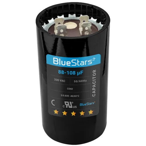 Miniatura 41 de [[Listado UL] BlueStars 108-130 uF MFD 110-125 VCA voltios ±20% 50/60 Hz CD60 Condensador de arranque redondo AC Pieza de repuesto eléctrico
