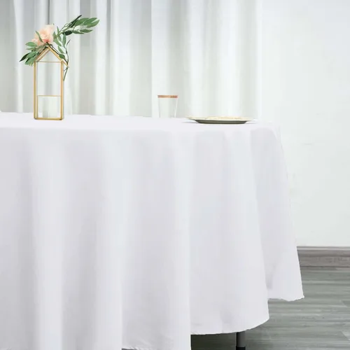 Miniatura 2 de Efavormart - 5 manteles redondos de poliéster de 108 pulgadas para bodas, fiestas, banquetes, restaurantes, 5 unidades, color blanco