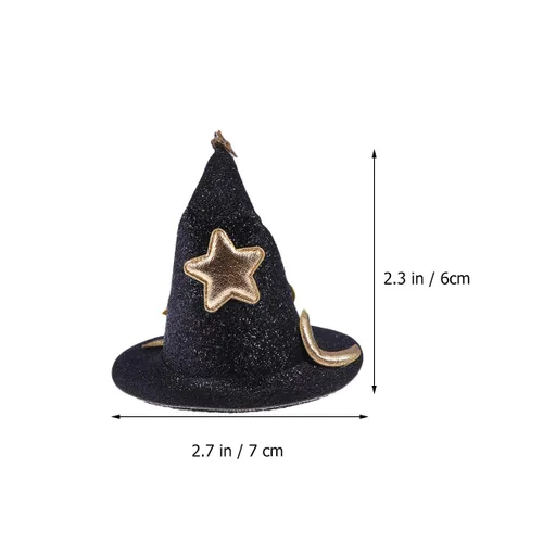 Miniatura 3 de Happyyami 2 piezas mini sombrero de bruja tocados mujeres niña sombrero pinzas pelo horquillas lindo pasadores negro