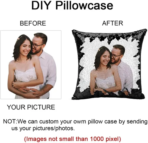 Miniatura 2 de LingLing Design - Almohada personalizada de lentejuelas, almohadas de fotos personalizadas, decoración mágica reversible del hogar, regalos