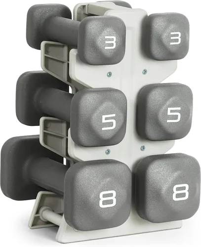 Miniatura 12 de Tone Fitness Juego de mancuernas de neopreno con estante de almacenamiento – Pesos de mano antideslizantes y antideslizamiento para entrenamientos