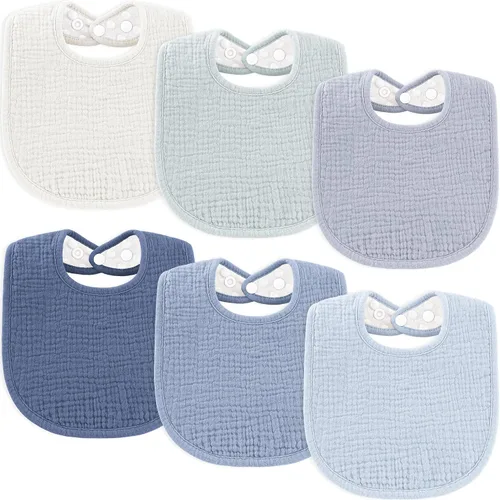 Susurration Baberos de muselina para bebé, paquete de 6 baberos de algodón para bebé, baberos suaves ajustables para babeo unisex para niños y niñas